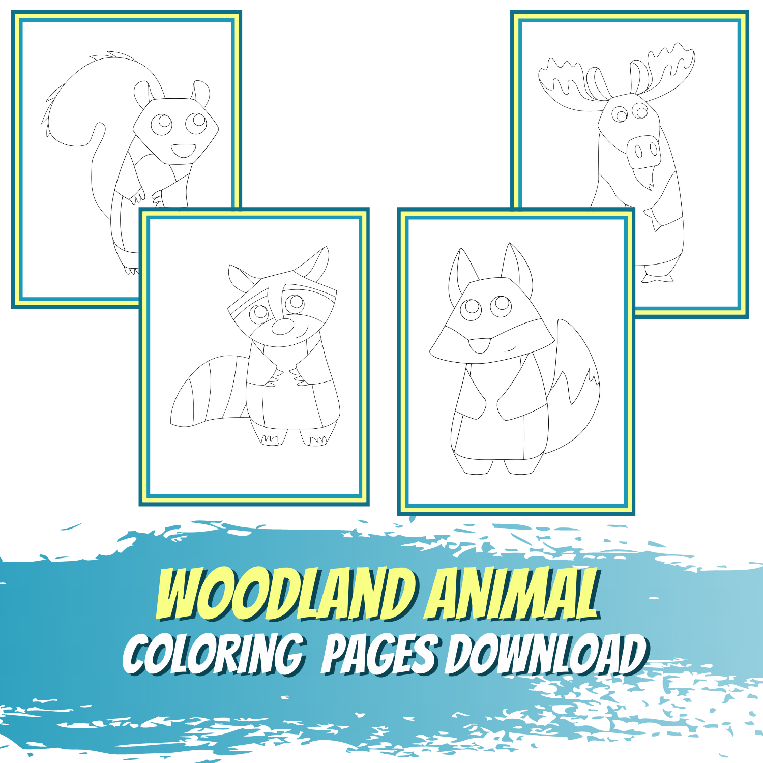 Little World of Beasts - Woodland Animal Coloring Pages - Line Art