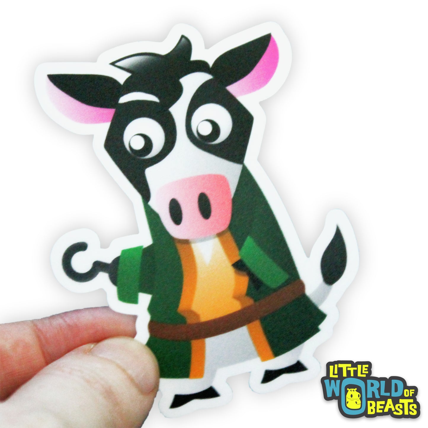 Cow with Hook Vinyl Sticker