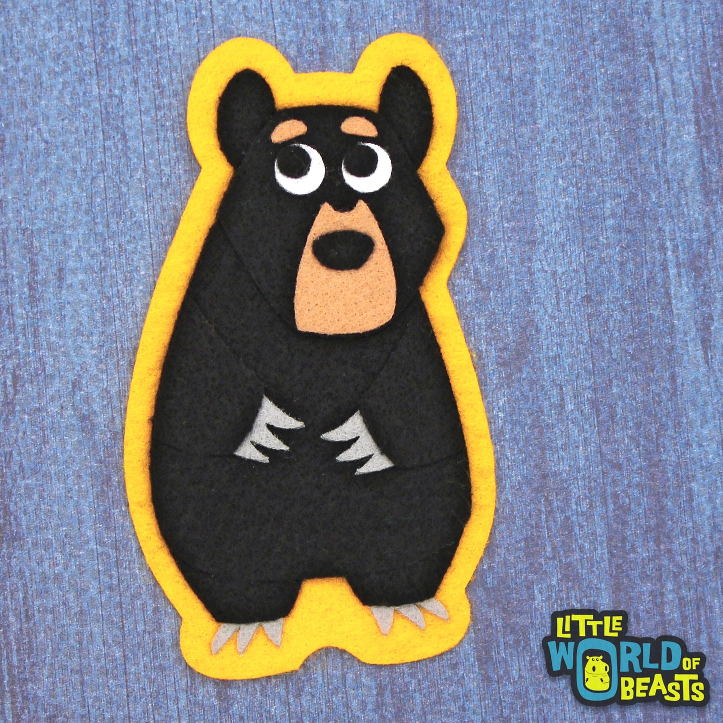 Woodland Felt Animal - Black Bear - Iron On or Sew On Patch 
