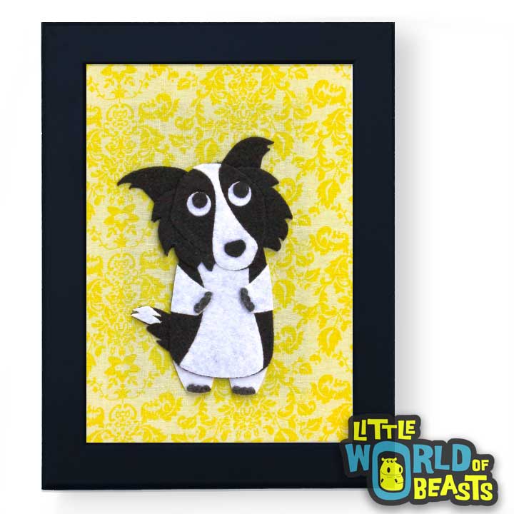 Dorothy the Border Collie - Felt Dog Art - Framed - Little World of Beasts