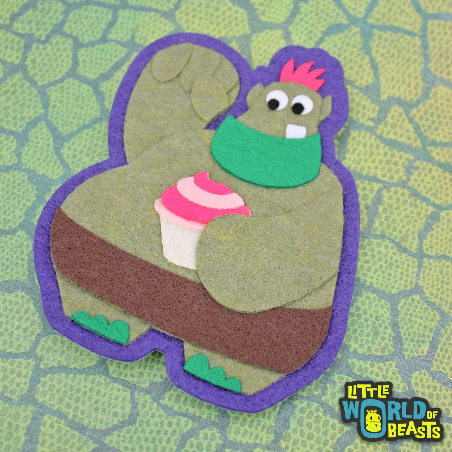 Otis the Cake Troll - Iron on Felt Applique Patch  - Little World of Beasts