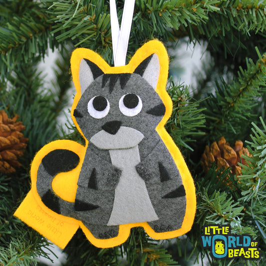 Cat Felt Ornament - Grey Tabby