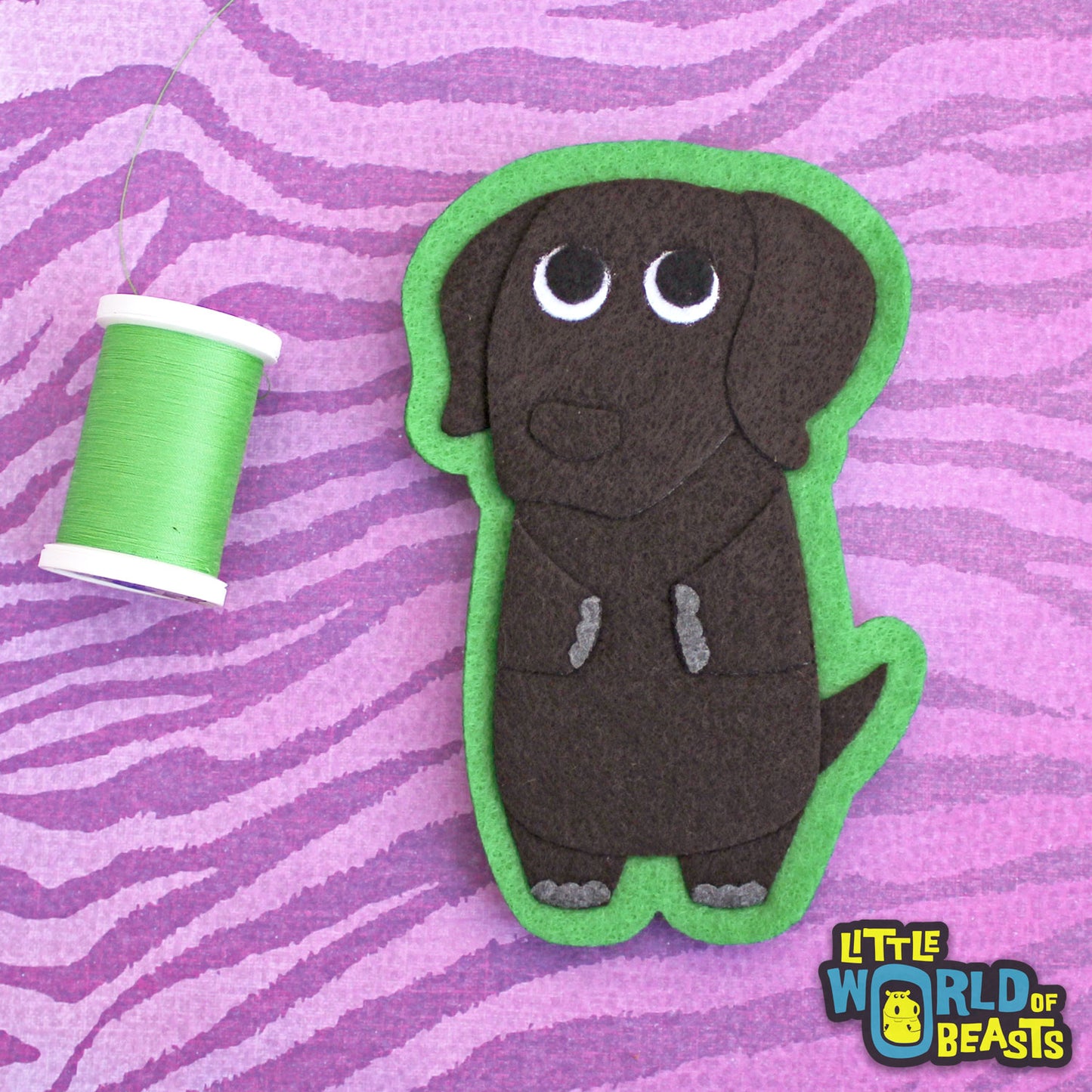 Suzie the Chocolate Lab - Felt Dog Iron on Patch