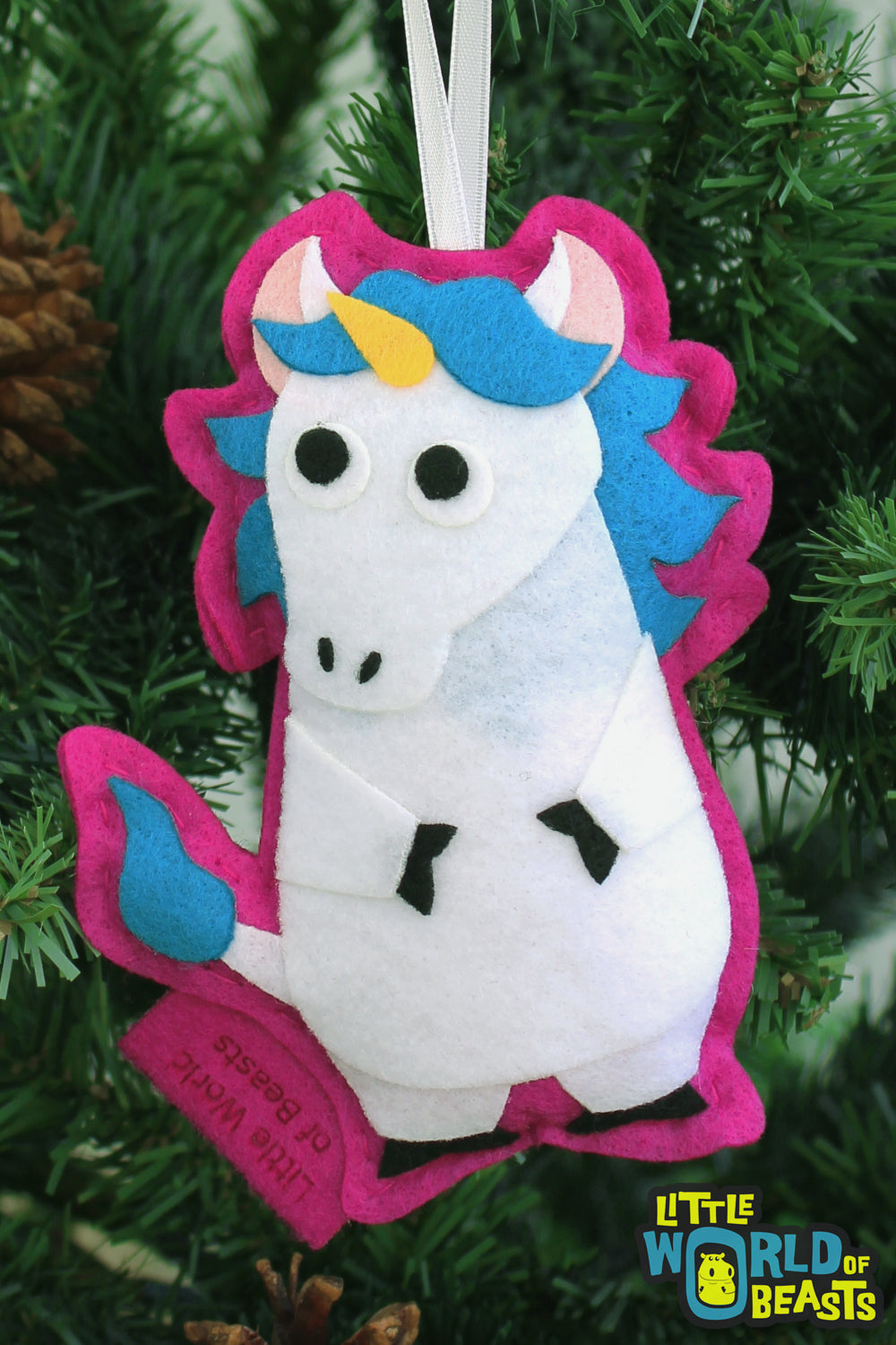 Christmas Ornament - Unicorn - Felt - Little World of Beasts