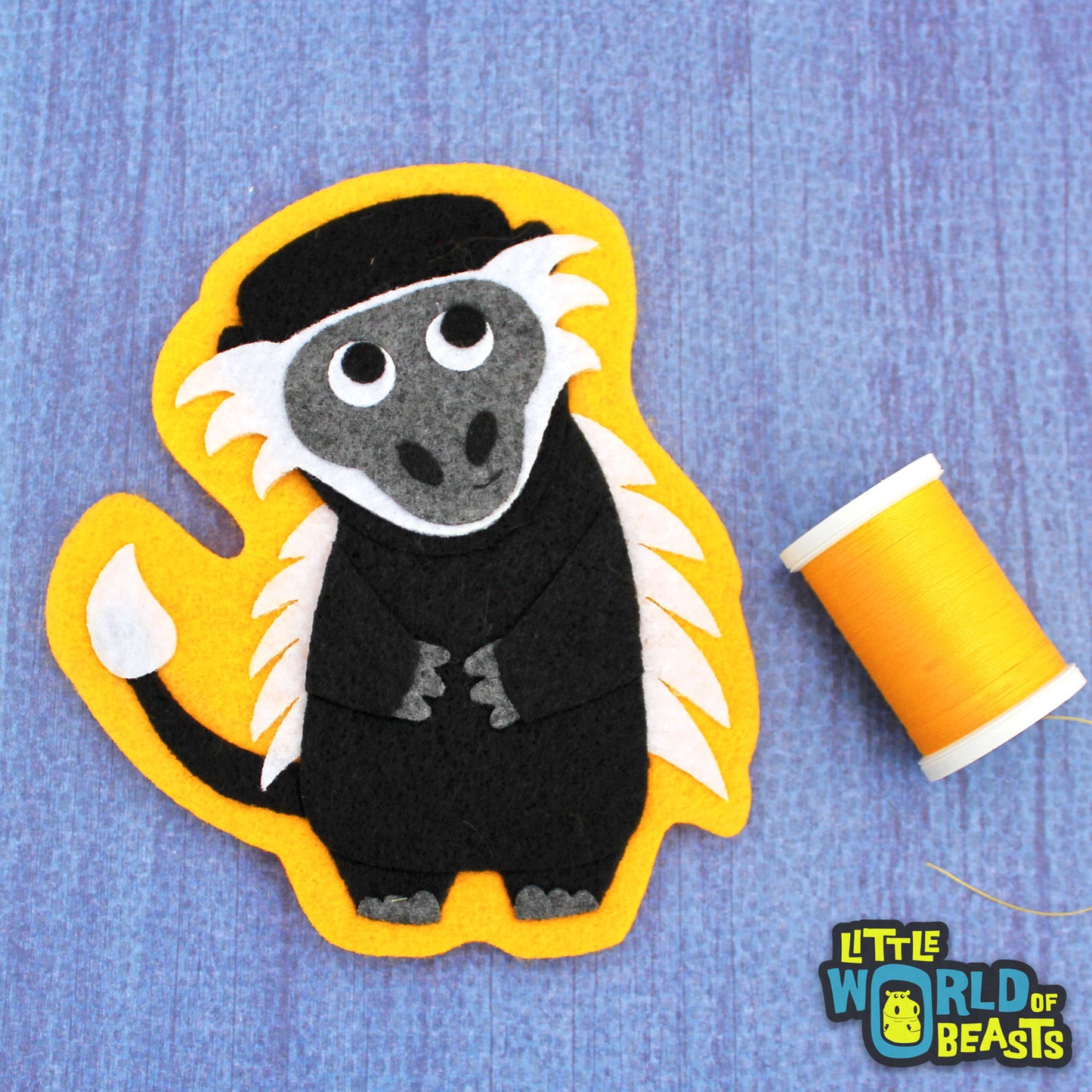 Colobus Monkey - Felt Animal Patch- Sew On or Iron On