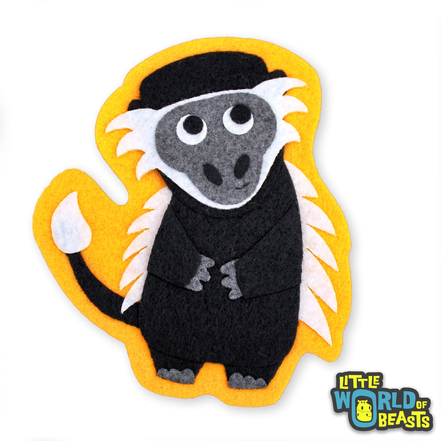 Felt Animal Applique Colobus Monkey - Little World of Beasts