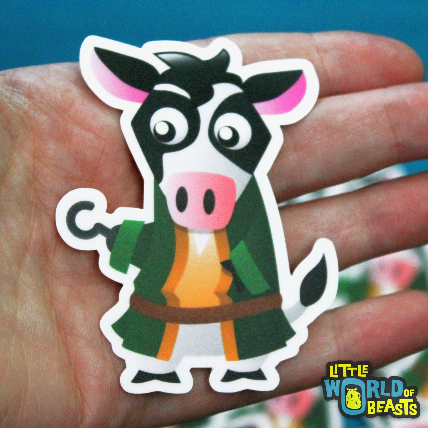 Cow with Hook Vinyl Sticker