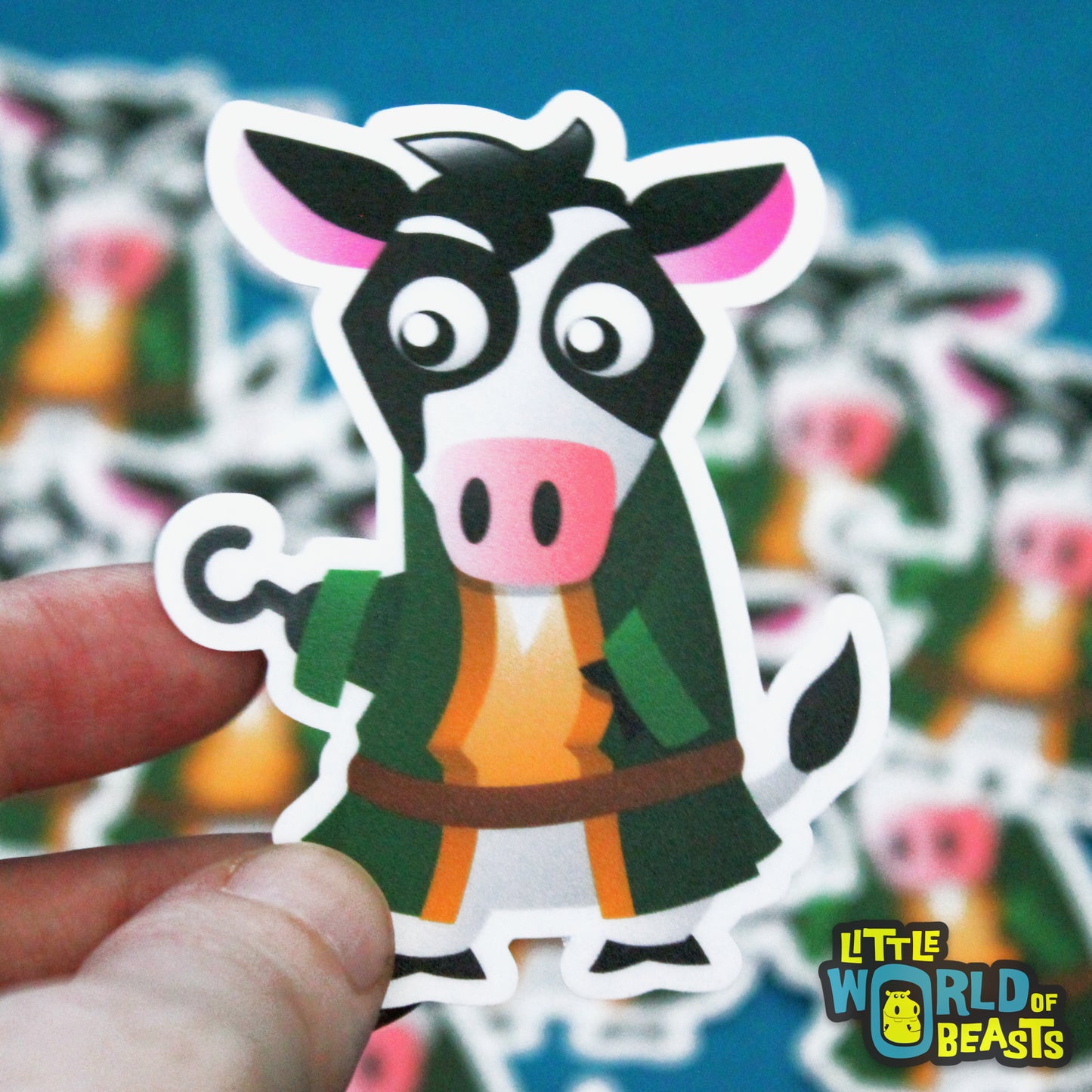 Cow with Hook Vinyl Sticker