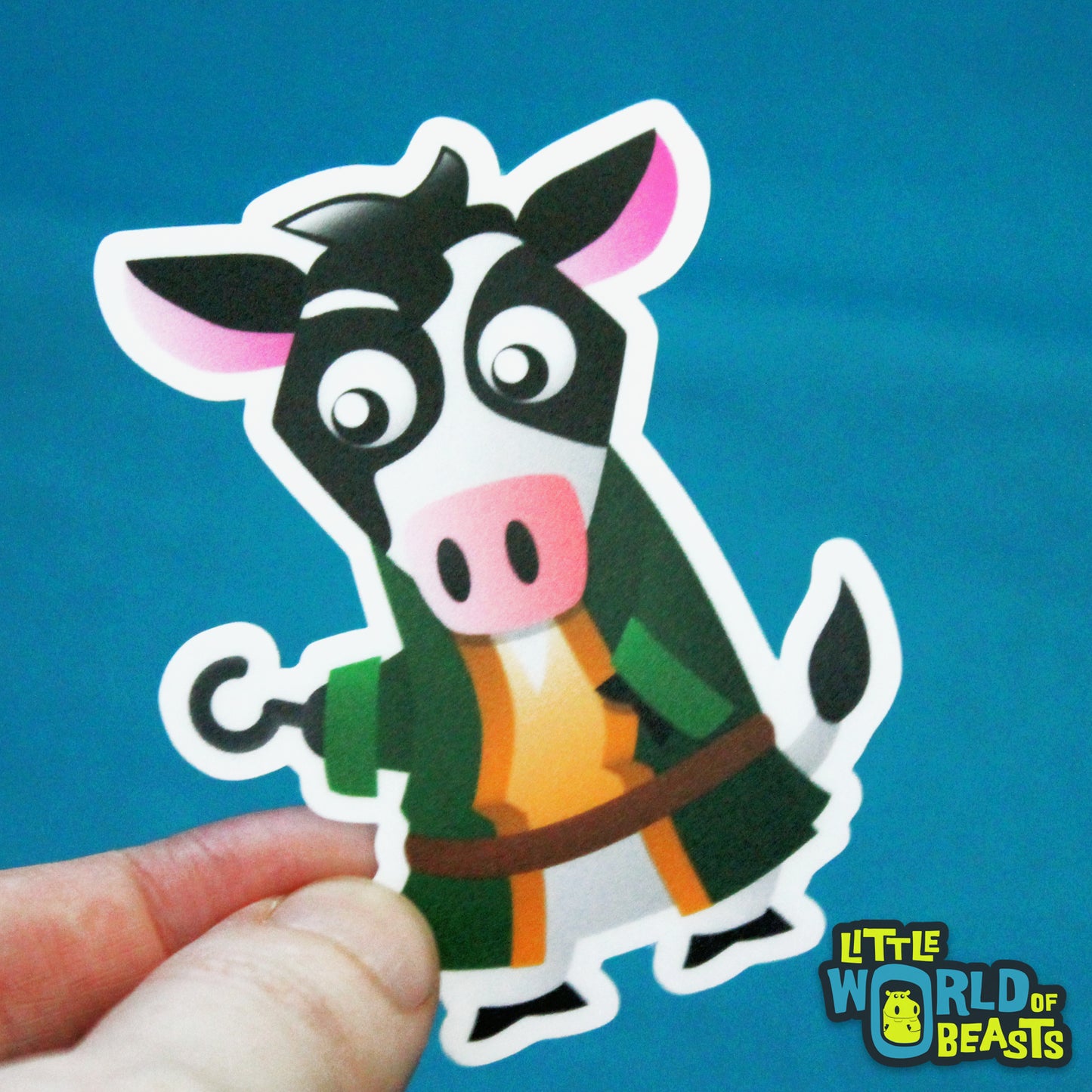 Cow with Hook Vinyl Sticker