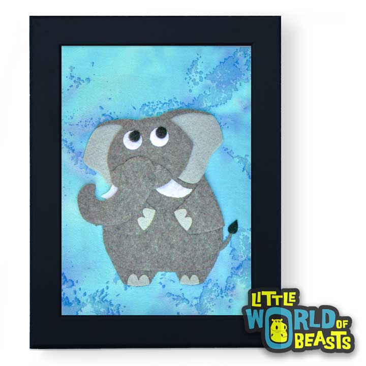 Ira the Elephant Framed - Zoo Animal Nursery Art - Little World of Beasts