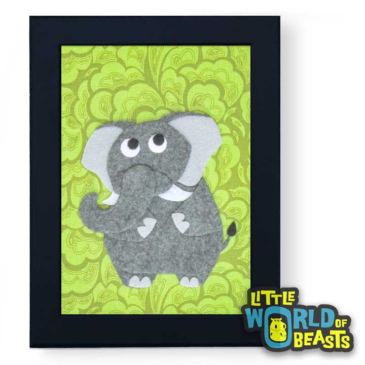 Ira the Elephant Framed - Zoo Animal Nursery Art - Little World of Beasts