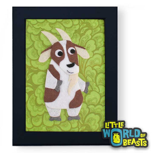 Winston the Goat Framed Farm Animal Nursery Art - Little World of Beasts