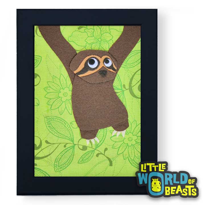 Gracie the Sloth - Framed Felt Animal Nursery Art - Little World of Beasts