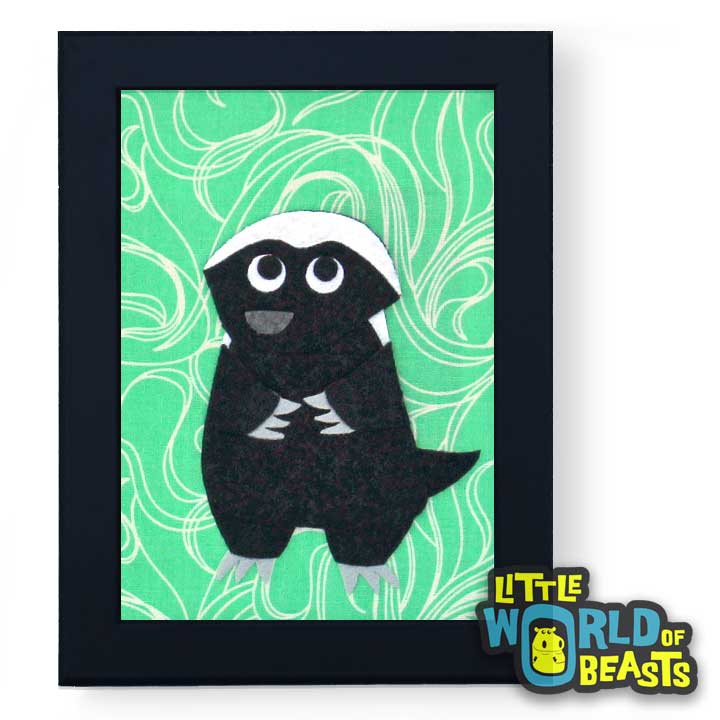 Pumpkin the Honey Badger Framed African Animal Art - Little World of Beasts