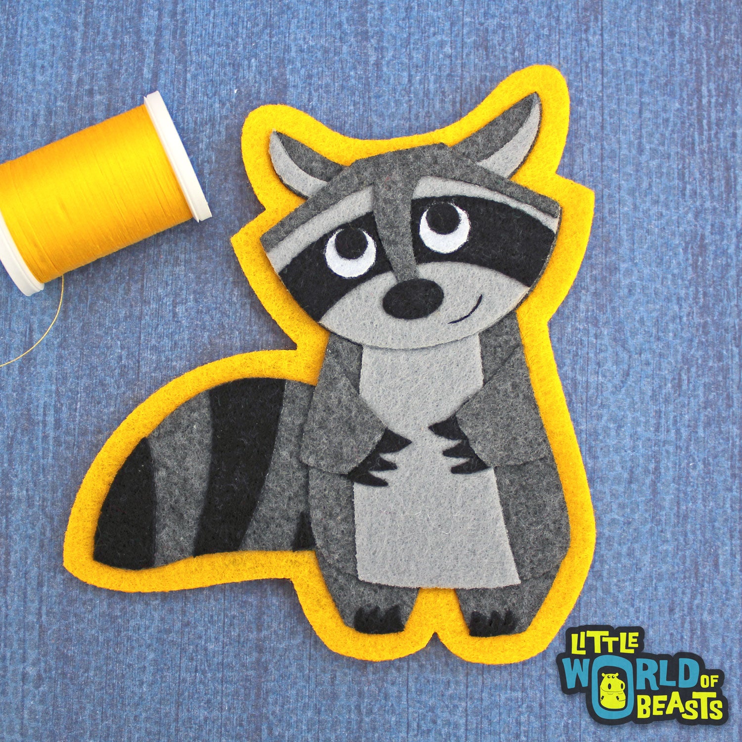 Matilda the Raccoon Patch - Iron On or Sew On Felt Applique - Little World of Beasts