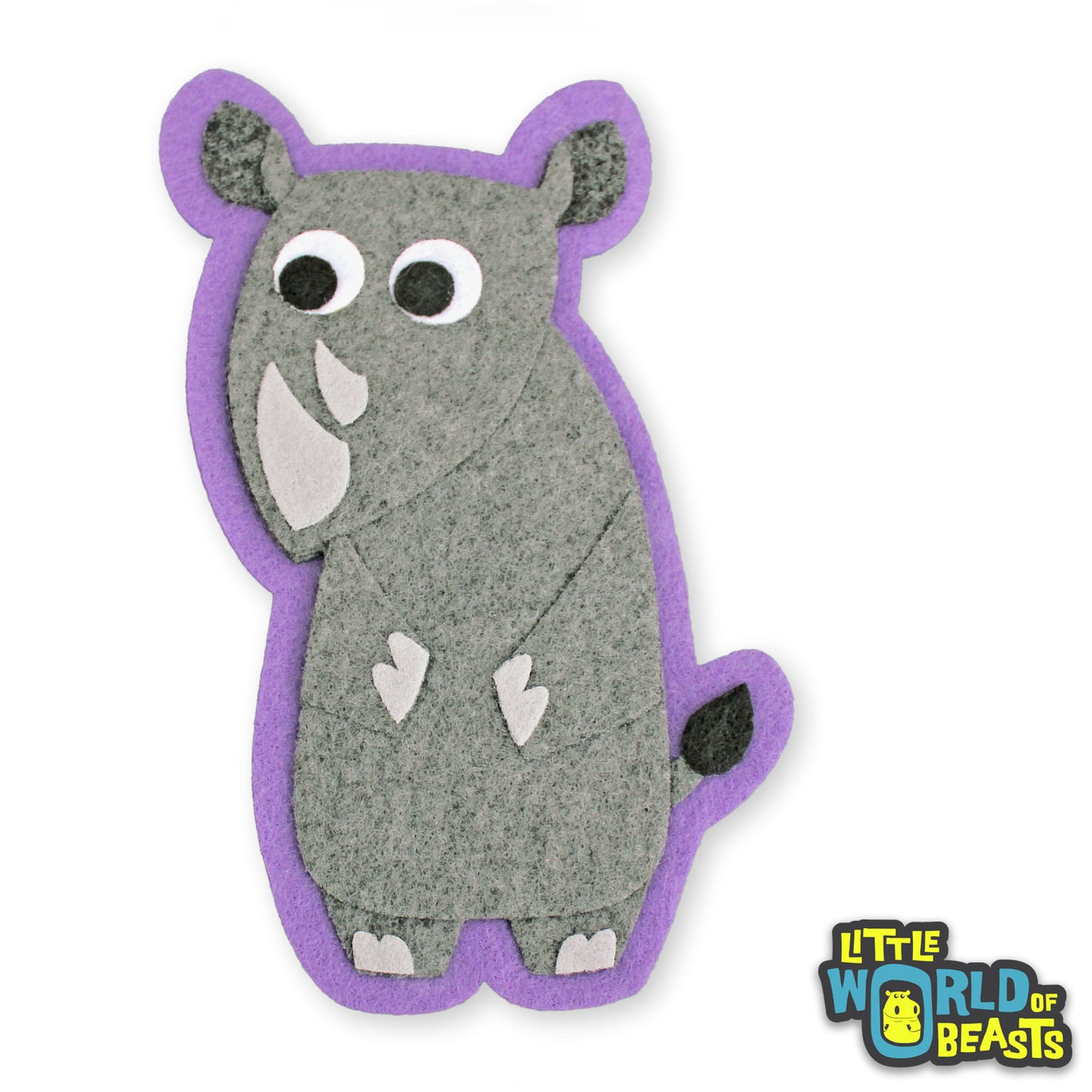 Reginald the Rhino - Felt Animal Patch - Sew On or Iron On Applique