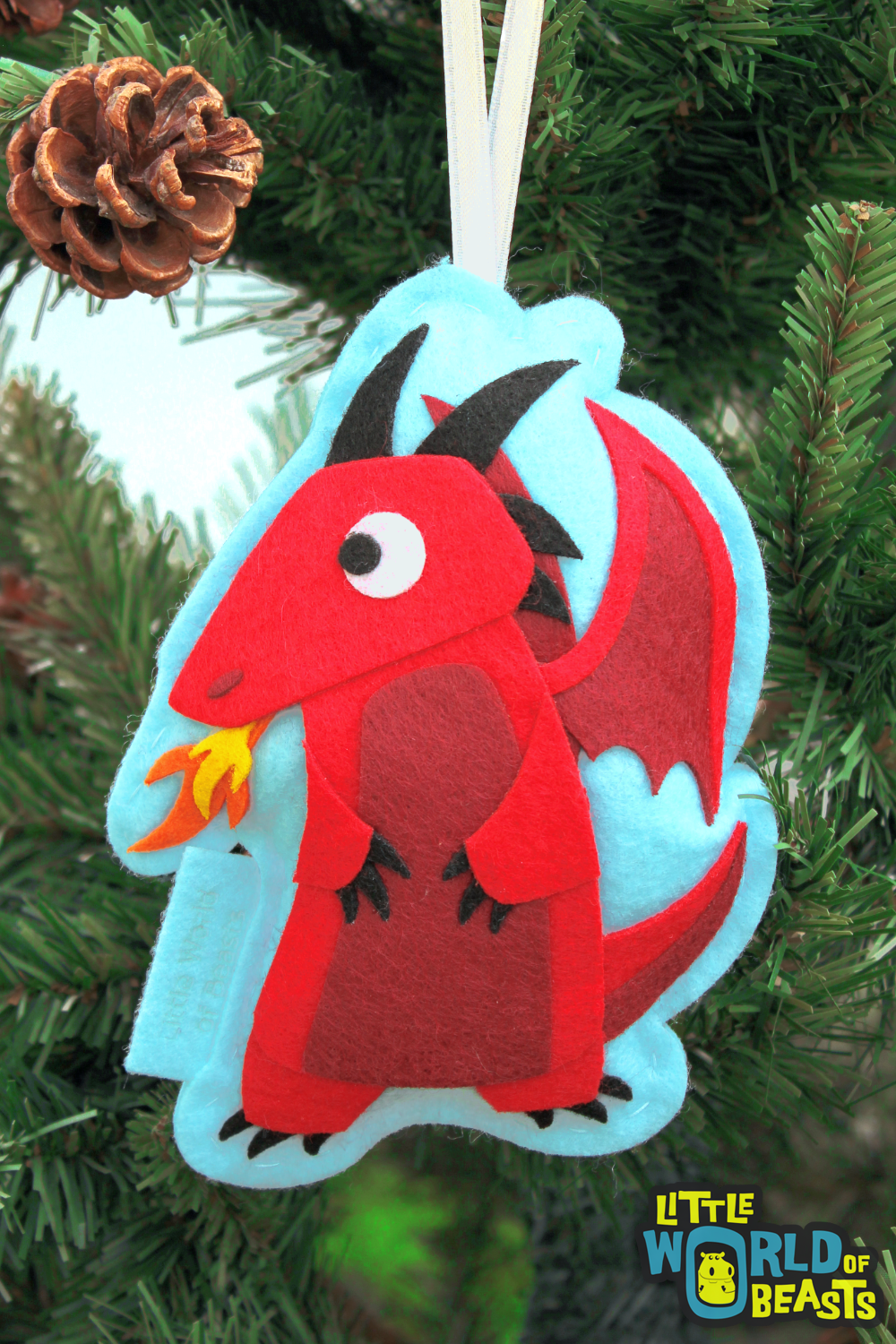  Felt Christmas Ornament - Red Dragon