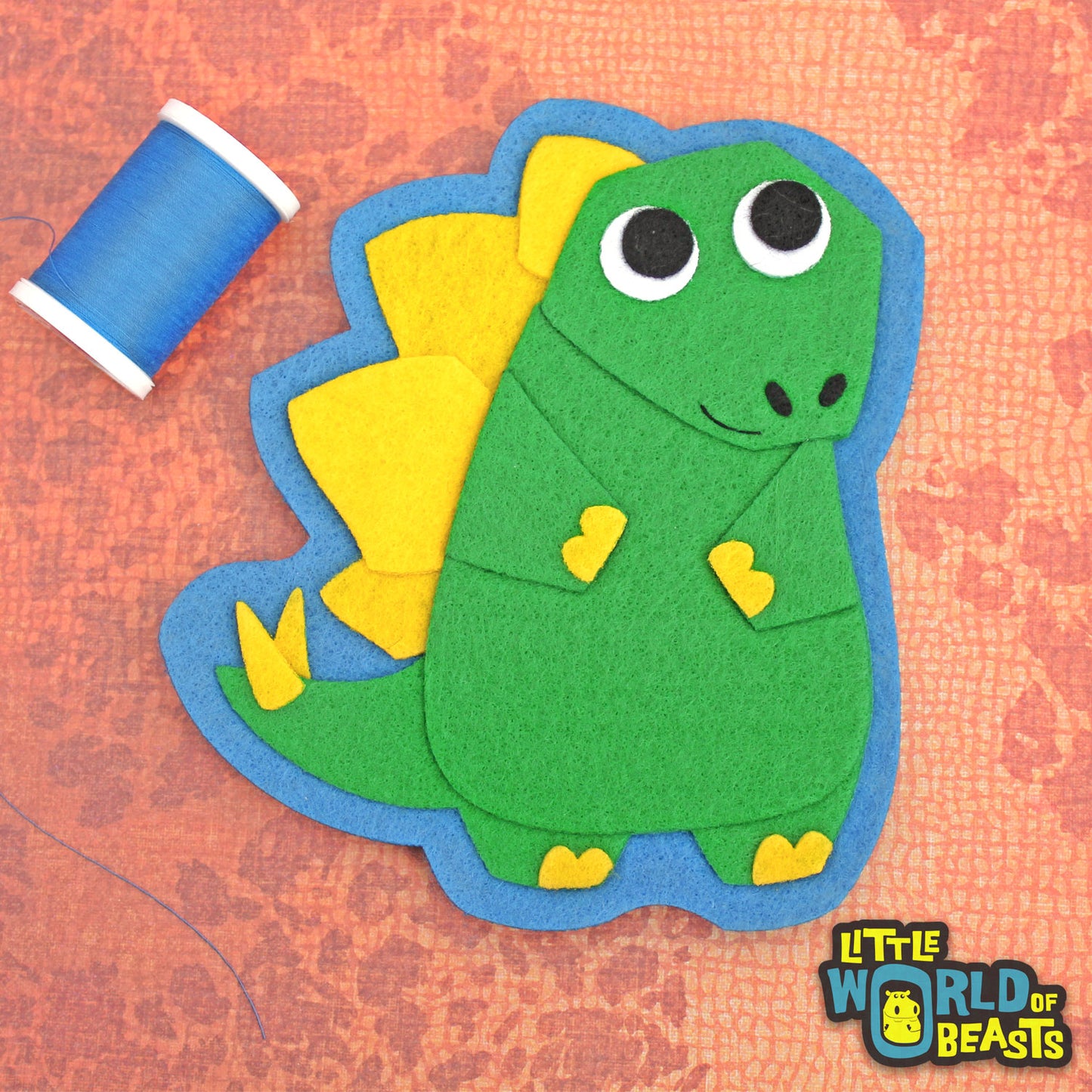 Duncan the Stegosaurus - Felt Applique - Dinosaur - Sew On or Iron On Patch - Little World Of Beasts