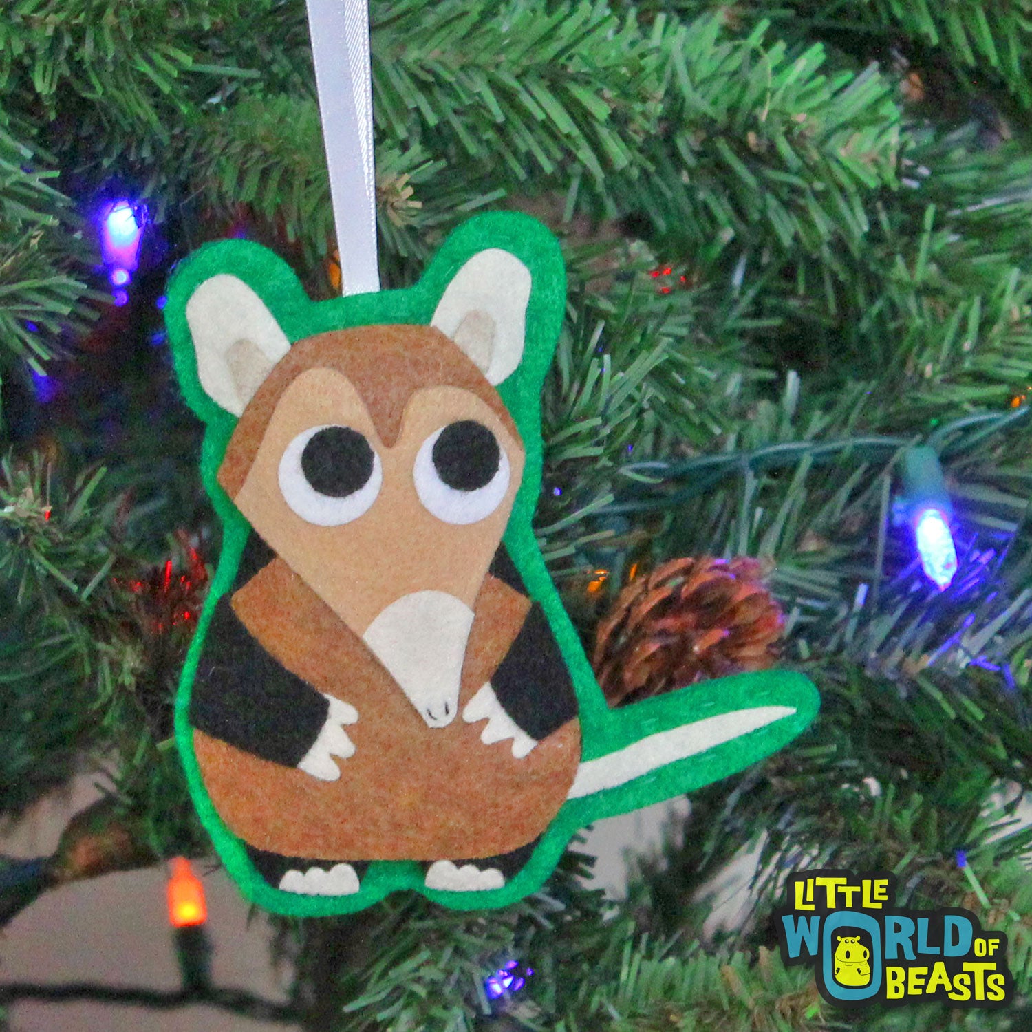 Squirrel Christmas Ornament, Handmade Felt Christmas Ornament