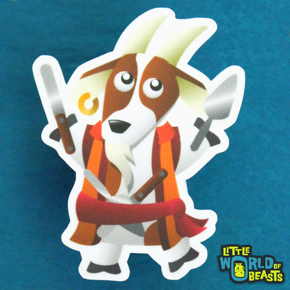 Goat with Pastry Knives Vinyl Sticker