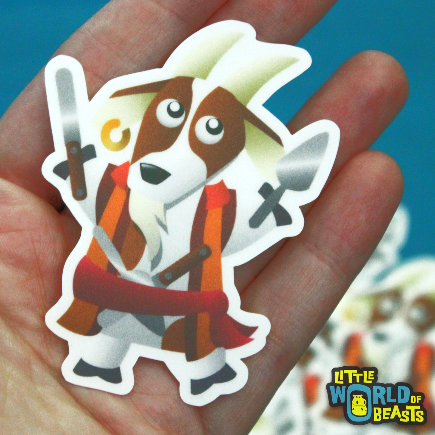 Goat with Pastry Knives Vinyl Sticker