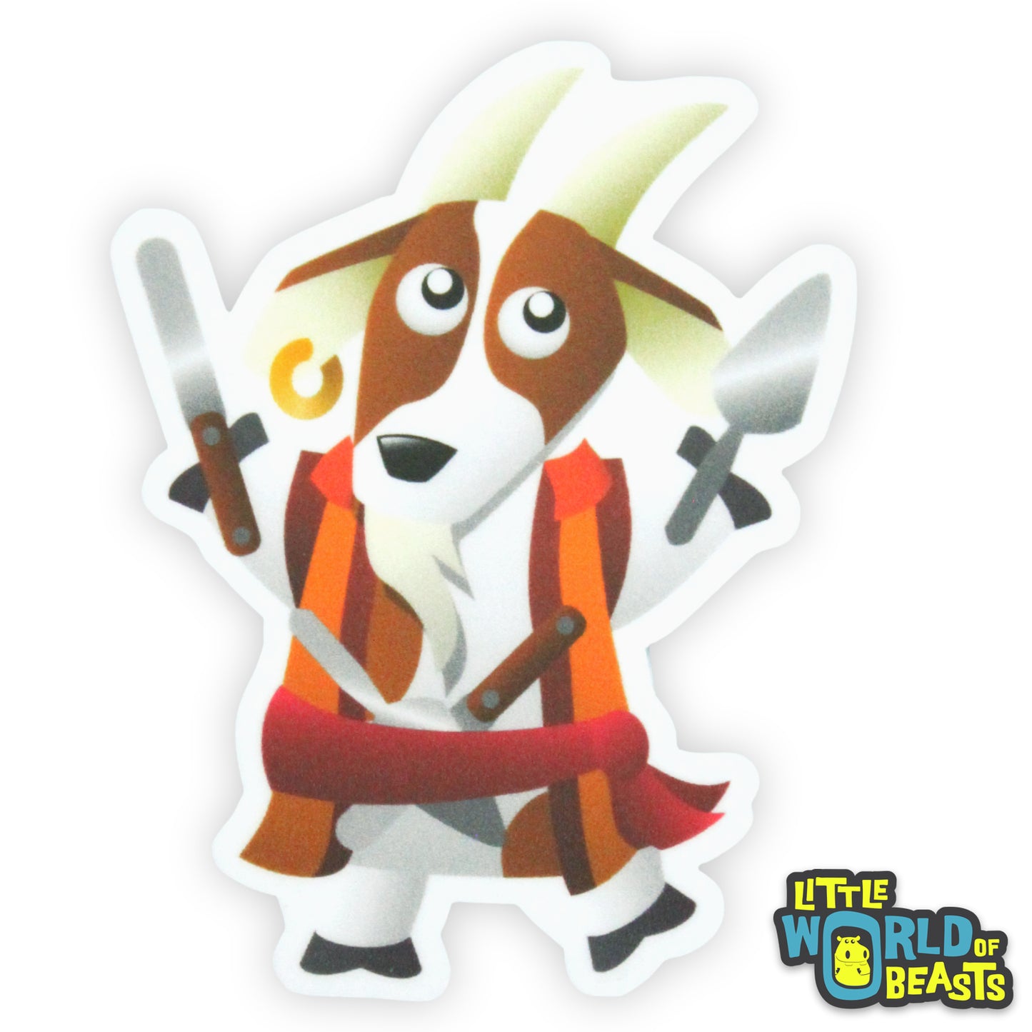 Goat with Pastry Knives Vinyl Sticker