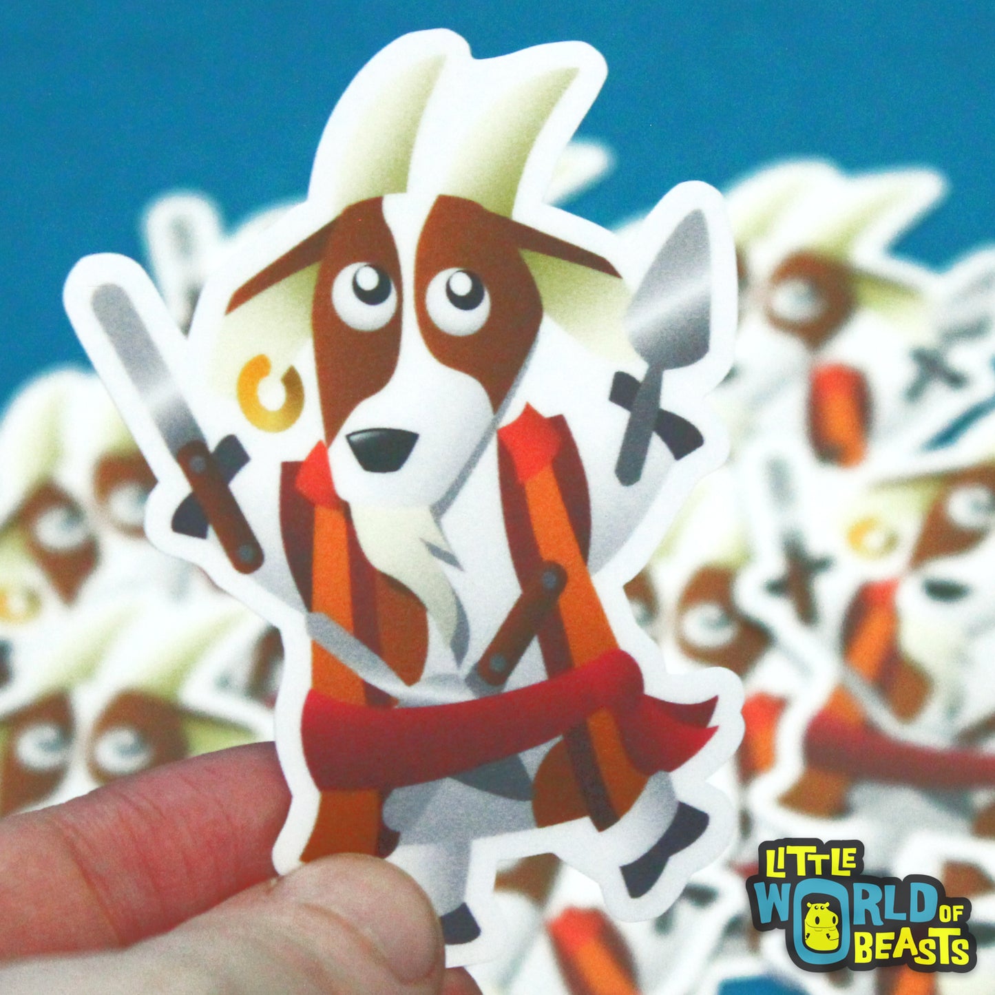 Goat with Pastry Knives Vinyl Sticker