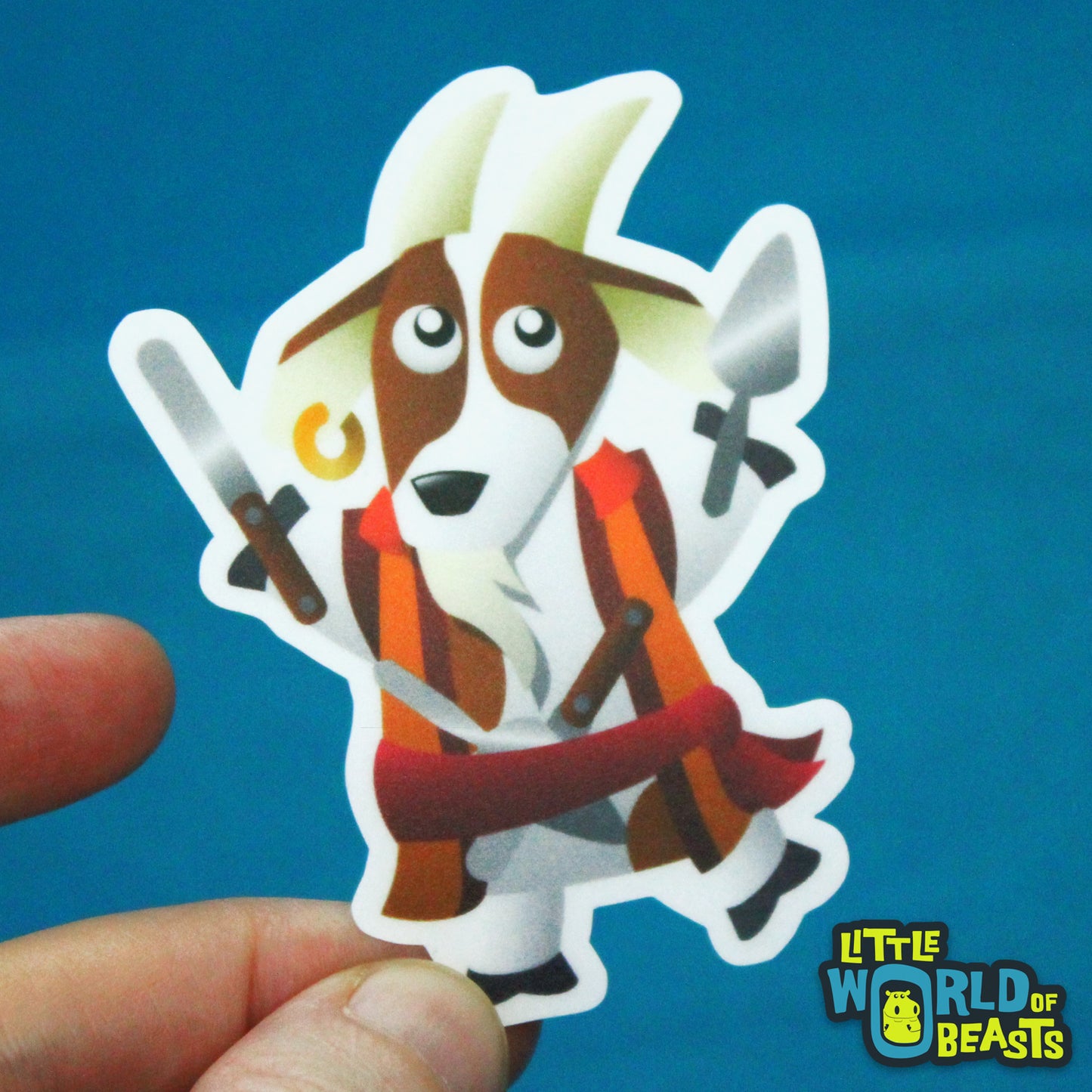 Goat with Pastry Knives Vinyl Sticker