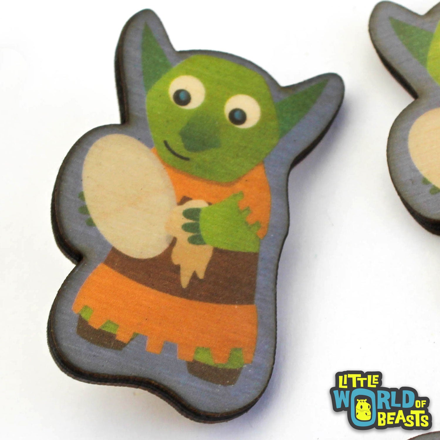 Goblin Washes the Dishes - Mundane Monster Laser Cut Wooden Pin