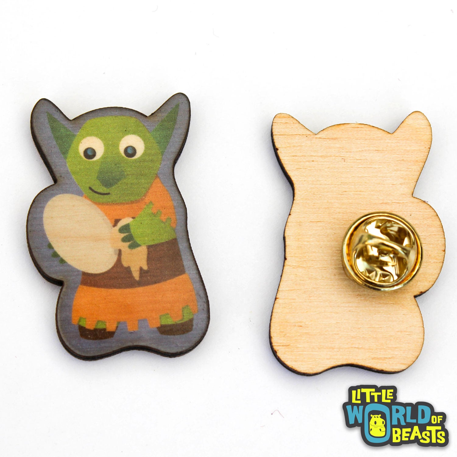 Goblin Washes the Dishes - Mundane Monster Laser Cut Wooden Pin