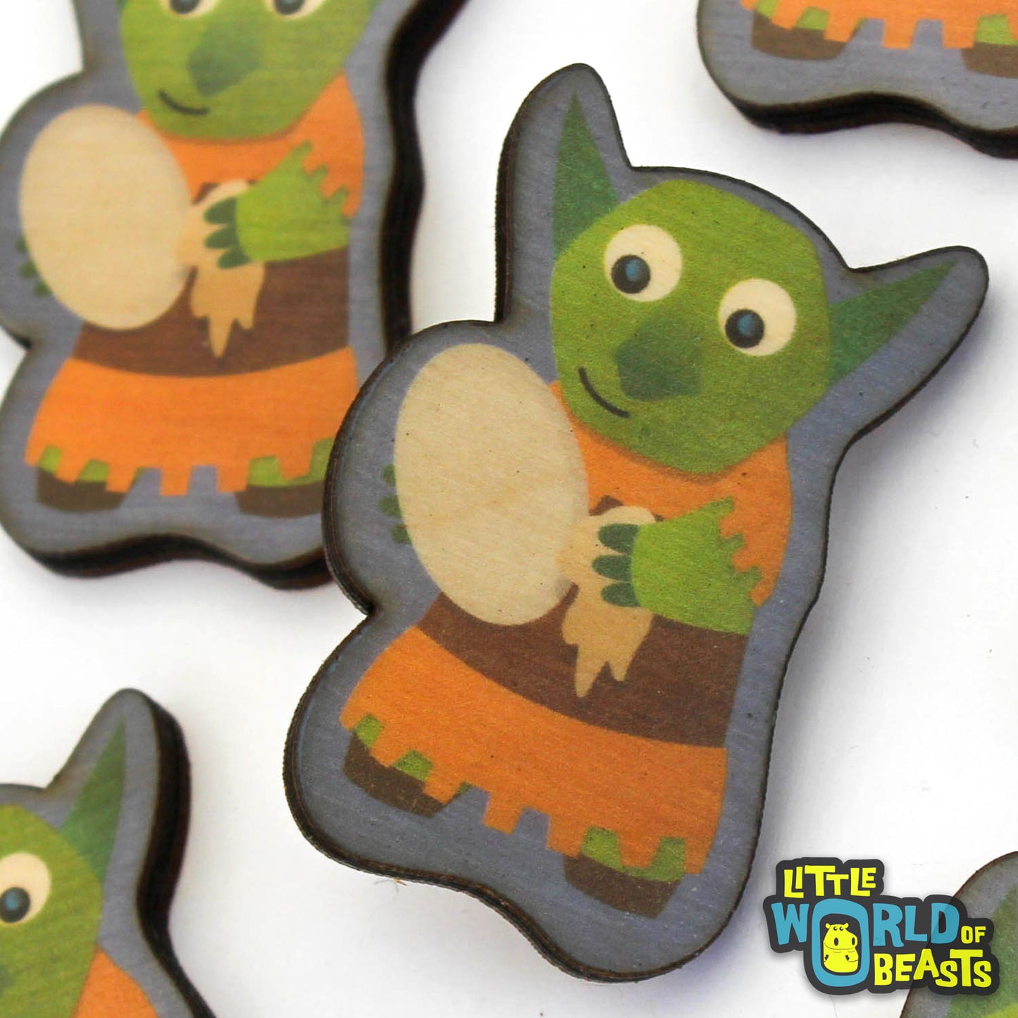 Goblin Washes the Dishes - Mundane Monster Laser Cut Wooden Pin