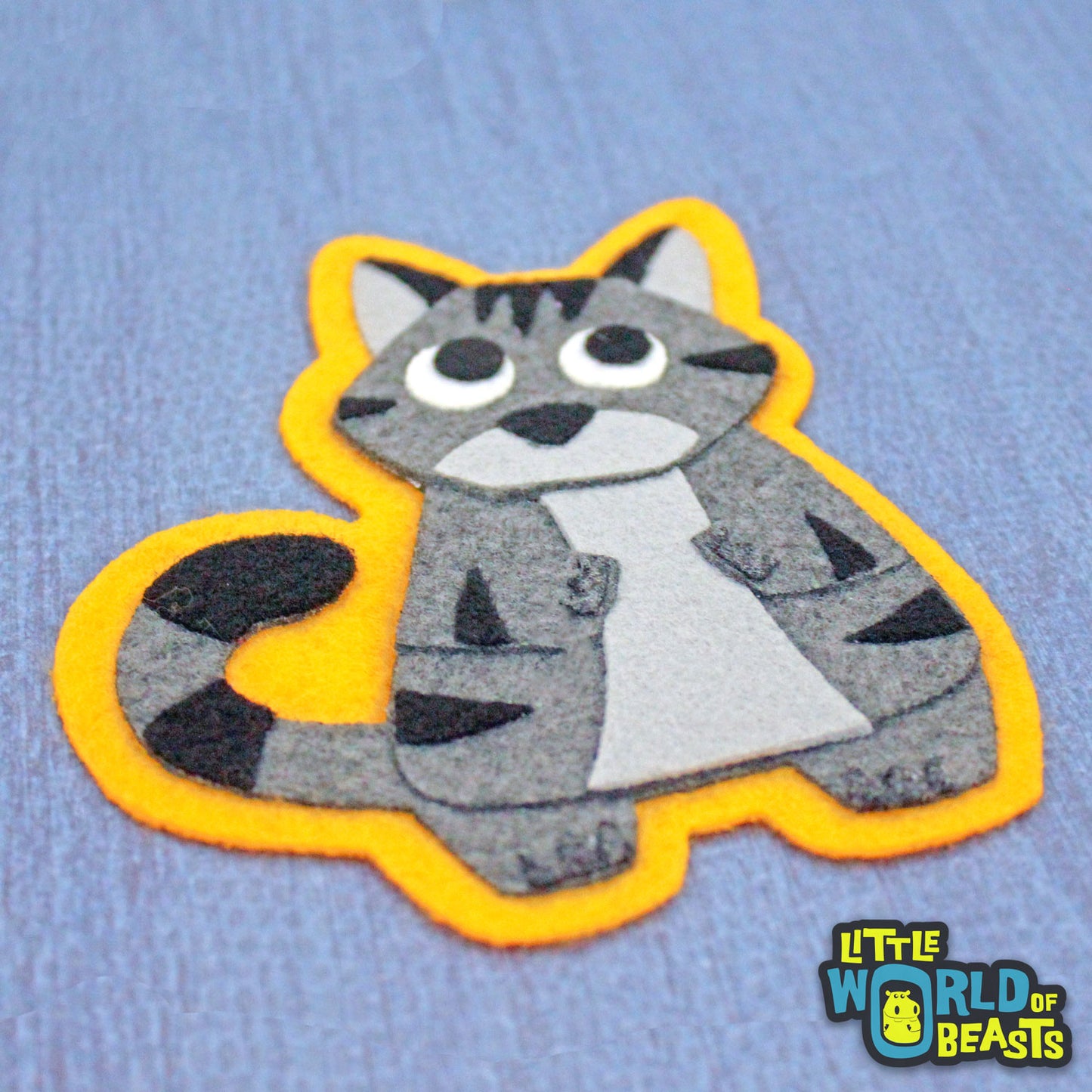 Felt Cat Applique - Grey Tabby