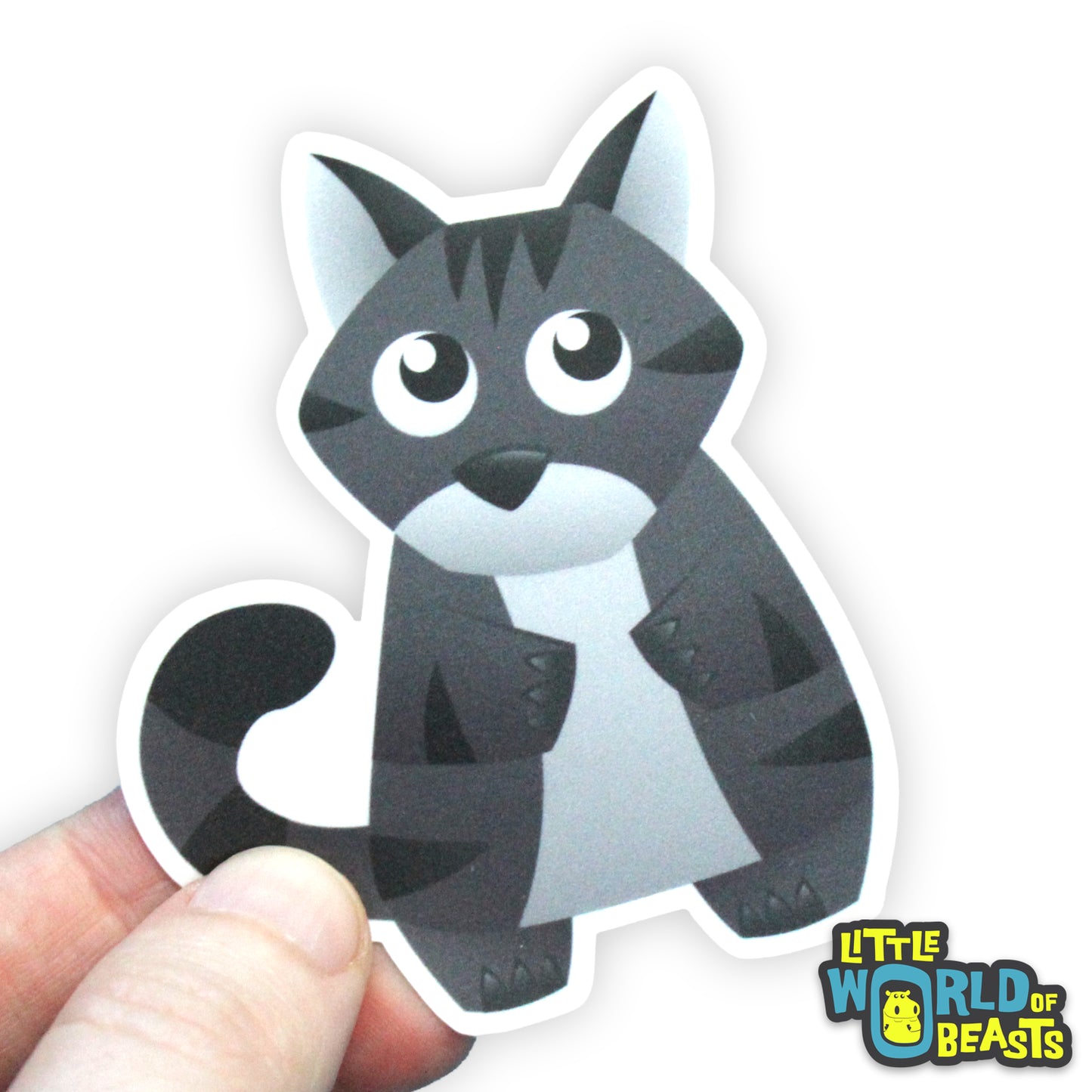 Grey Tabby Cat Vinyl Sticker