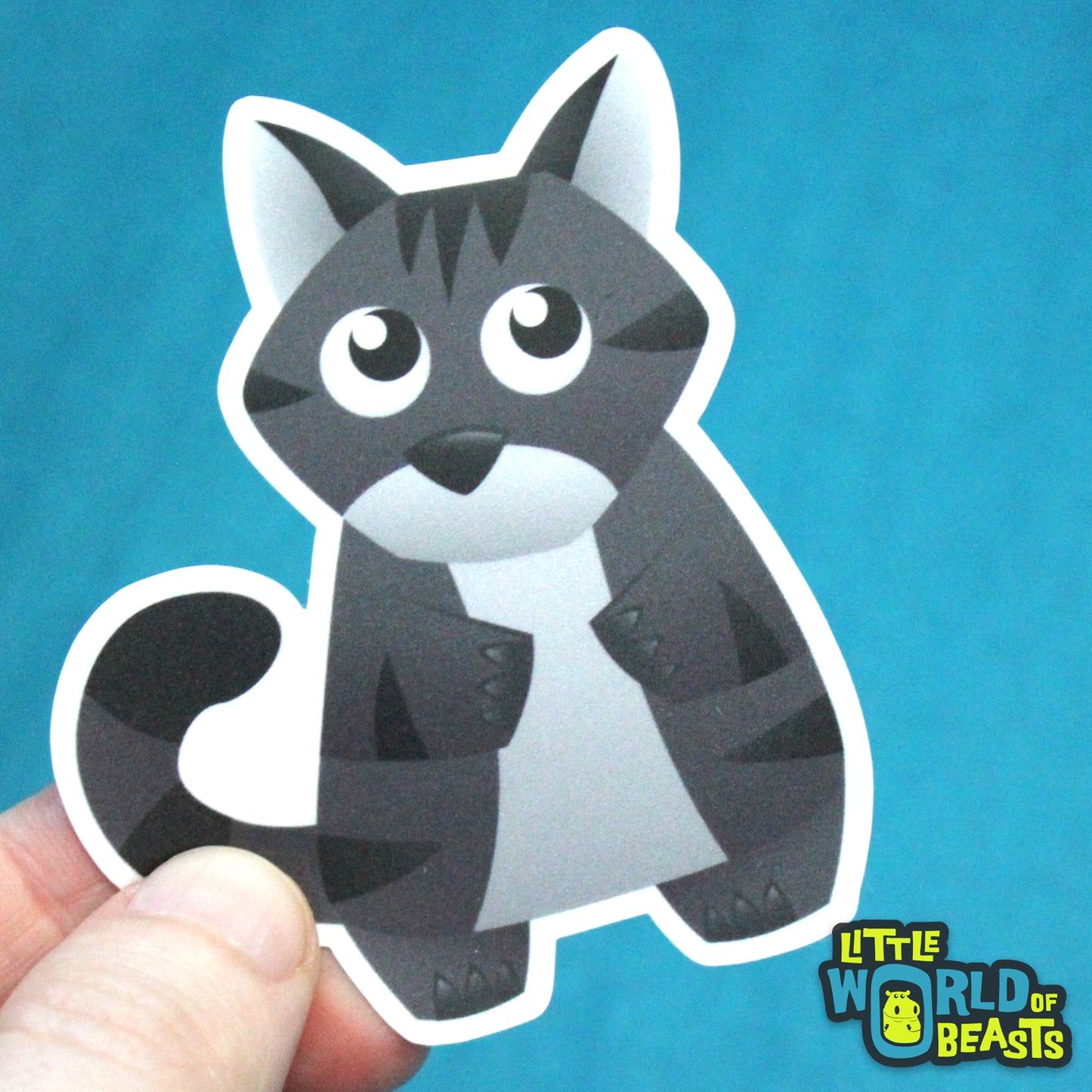 Grey Tabby Cat Vinyl Sticker