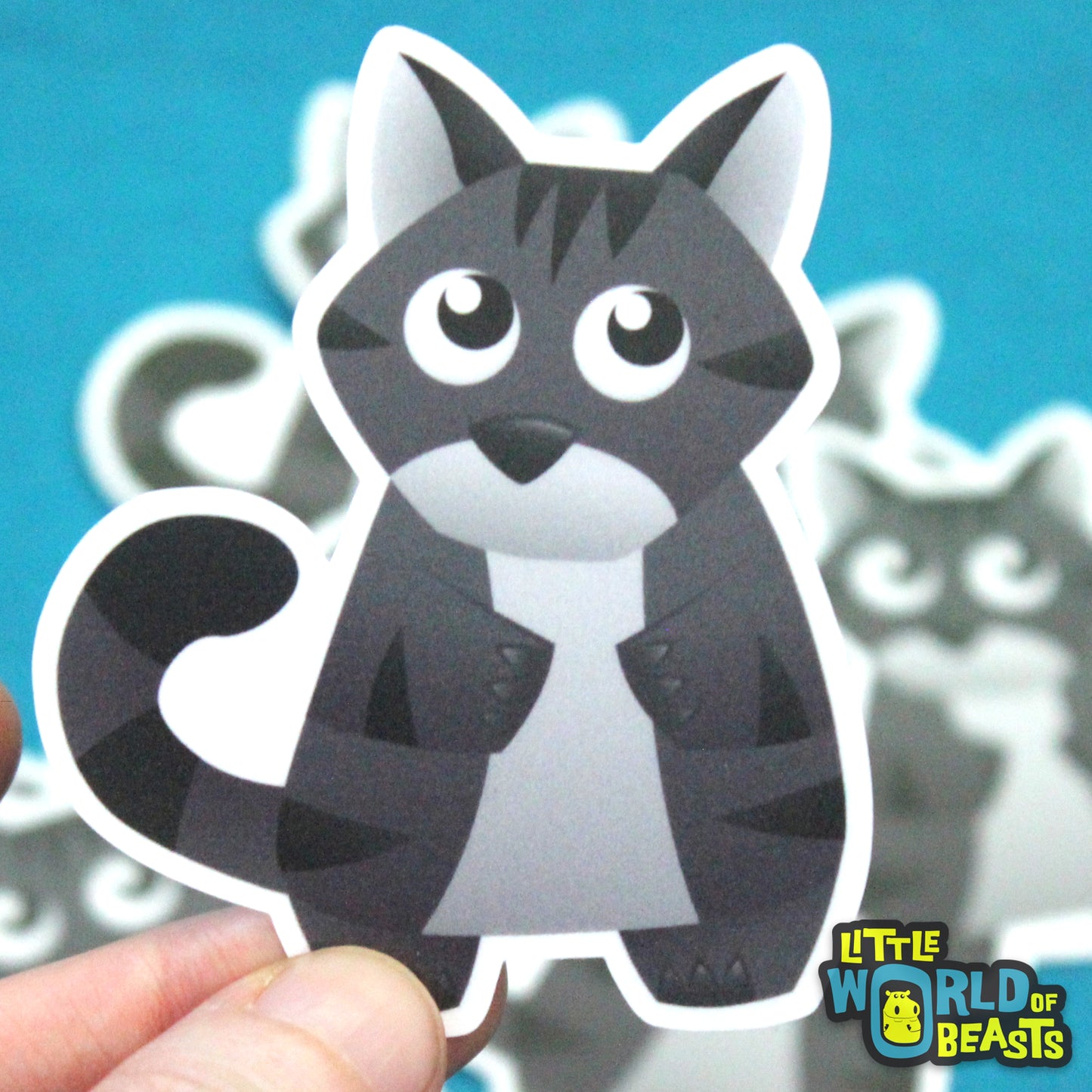 Grey Tabby Cat Vinyl Sticker