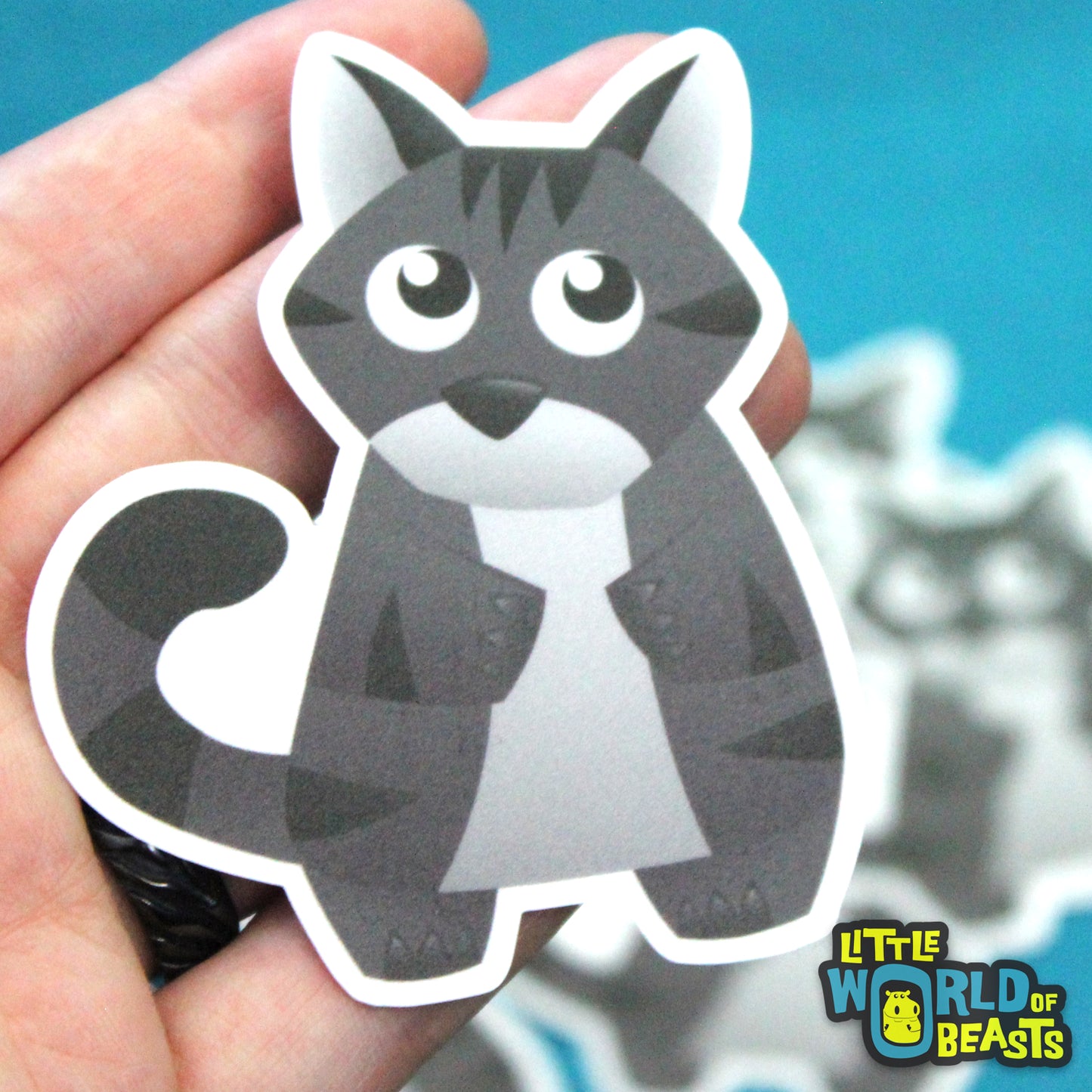 Grey Tabby Cat Vinyl Sticker