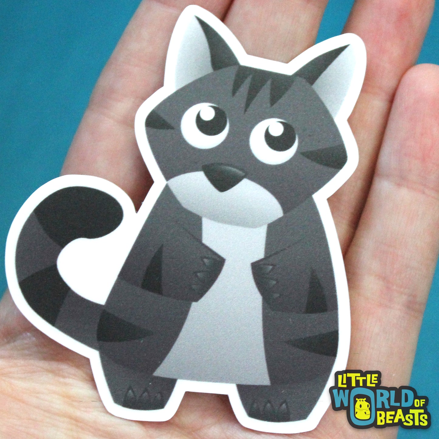 Grey Tabby Cat Vinyl Sticker