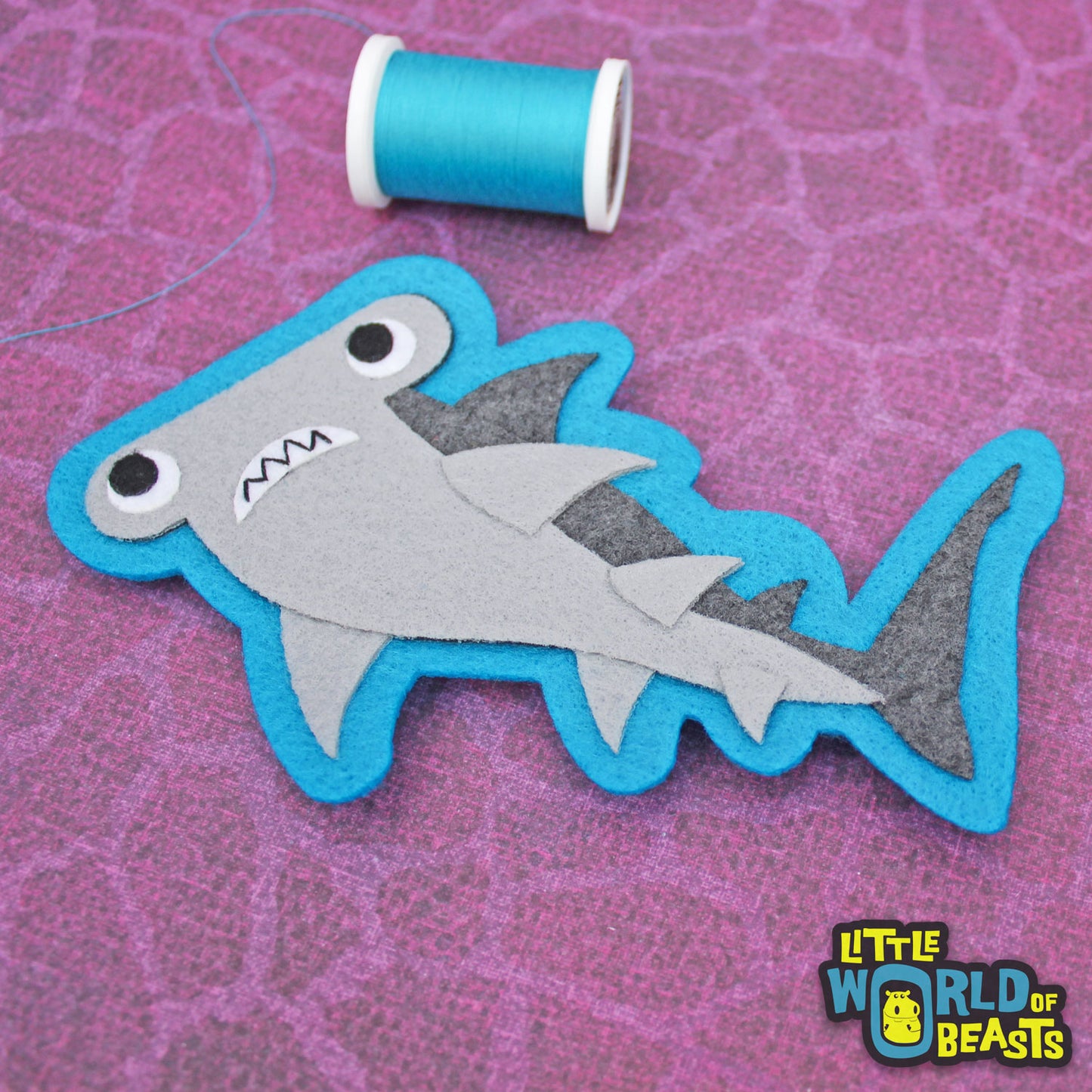 Hammerhead Shark - Felt Animal Applique Sew On Patch