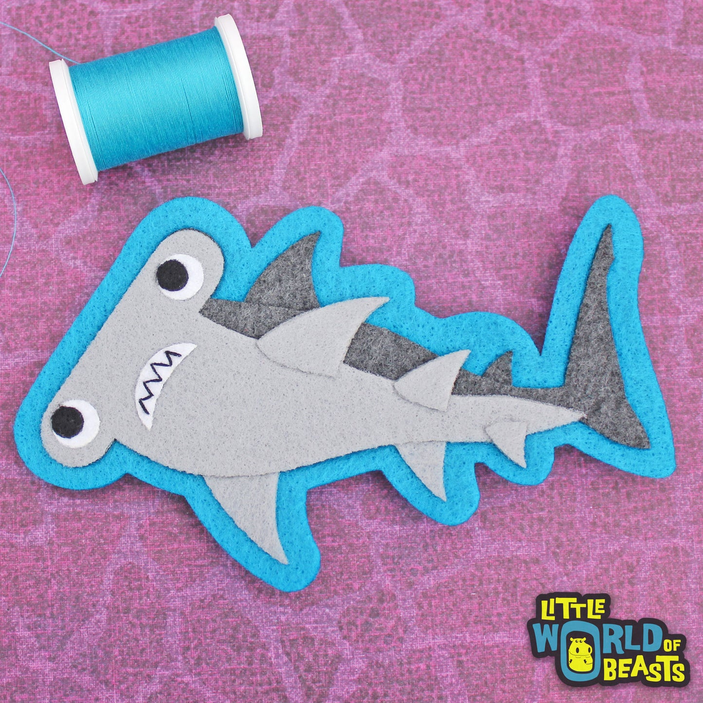 Hammerhead Shark - Felt Animal Applique Sew On Patch