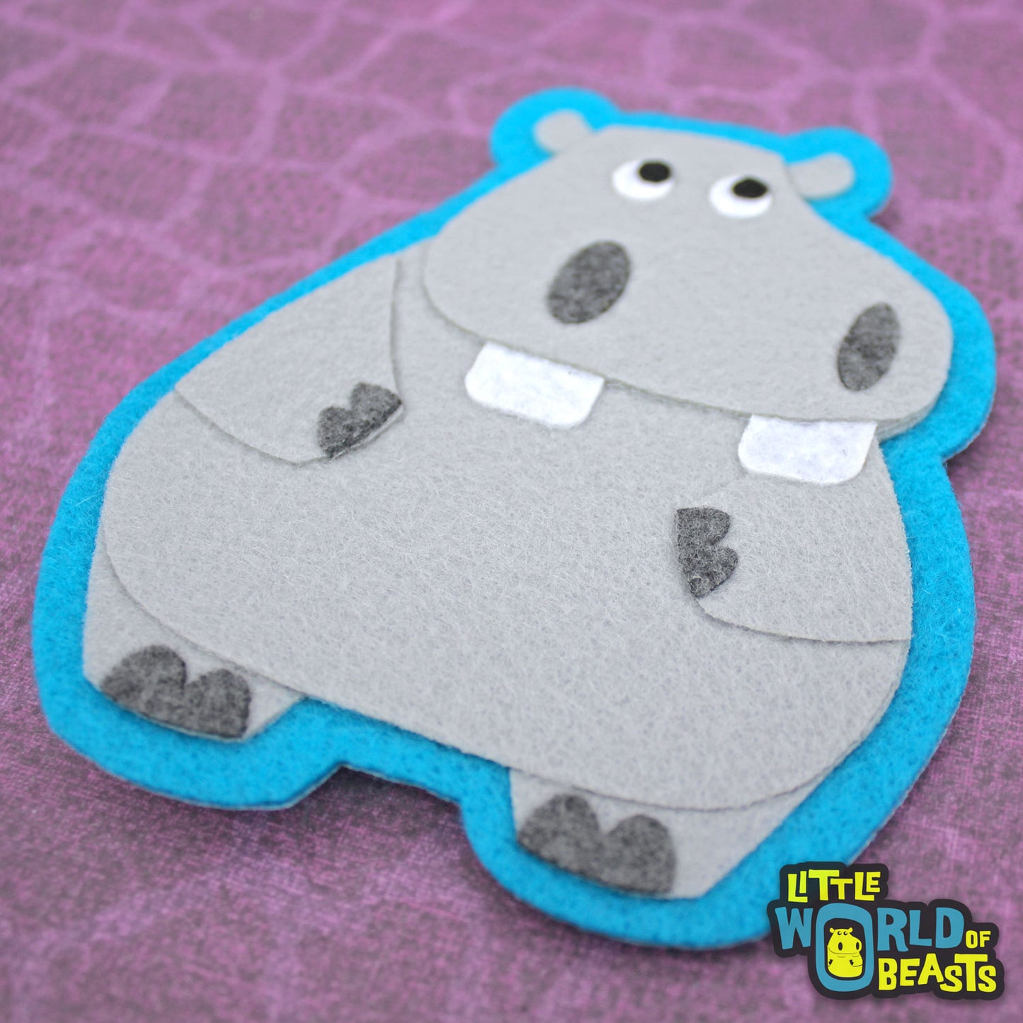 Sew On or Iron on Felt Animal Patch - HIppo