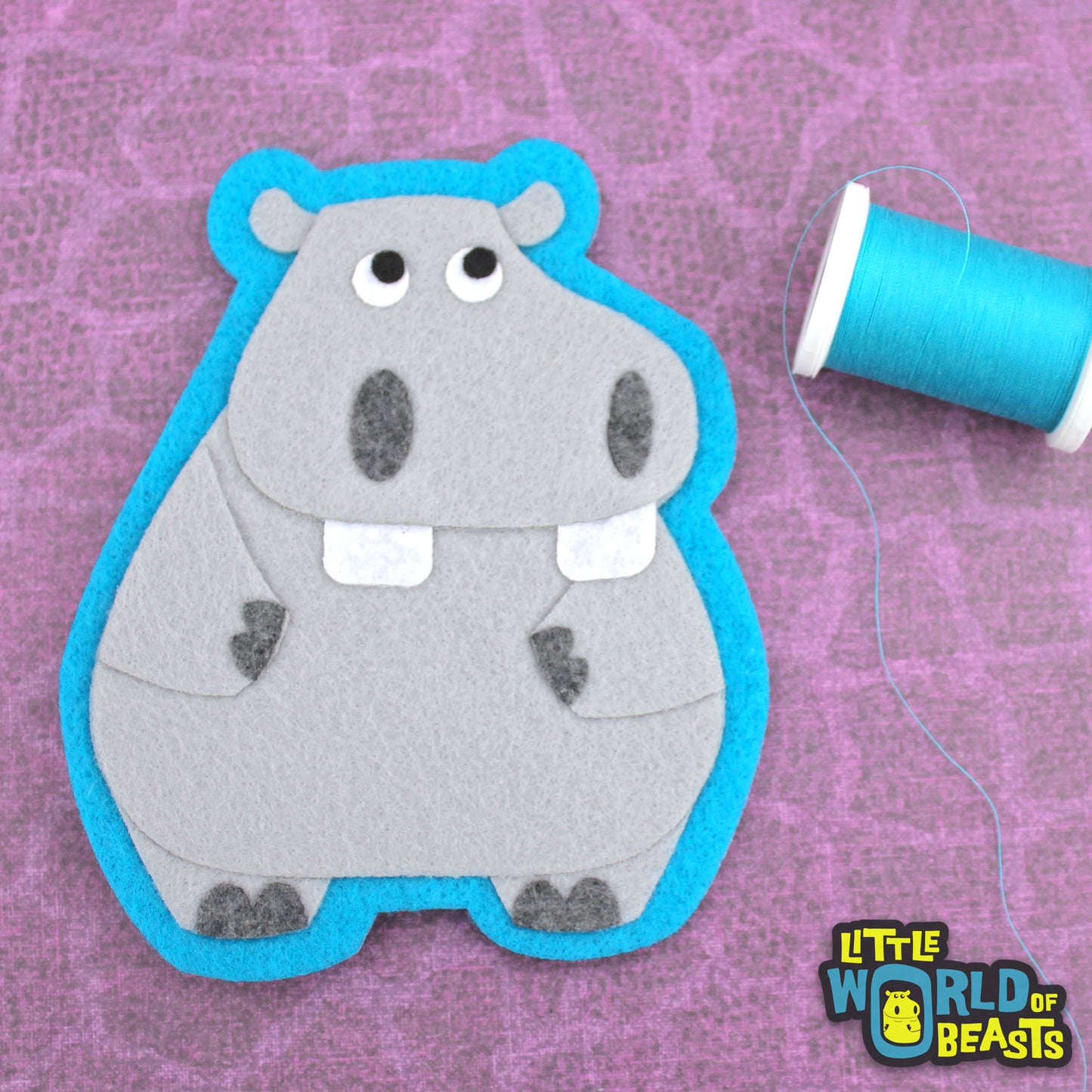 Hippo - Felt African Animal Applique