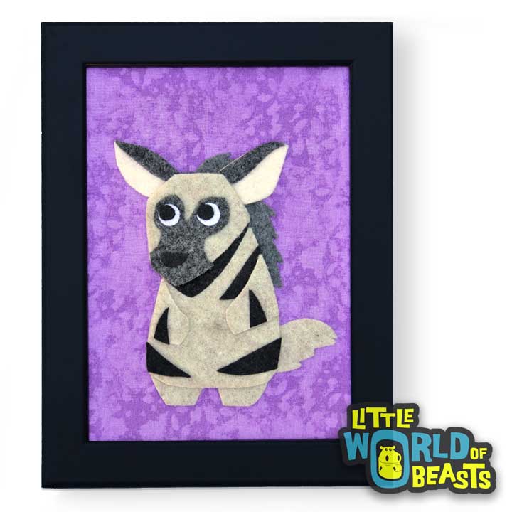 ichabod_the_hyena-frame.jpg 720 × 720px Ichabod the Striped Hyena - Felt Animal Framed Kids Room Decor