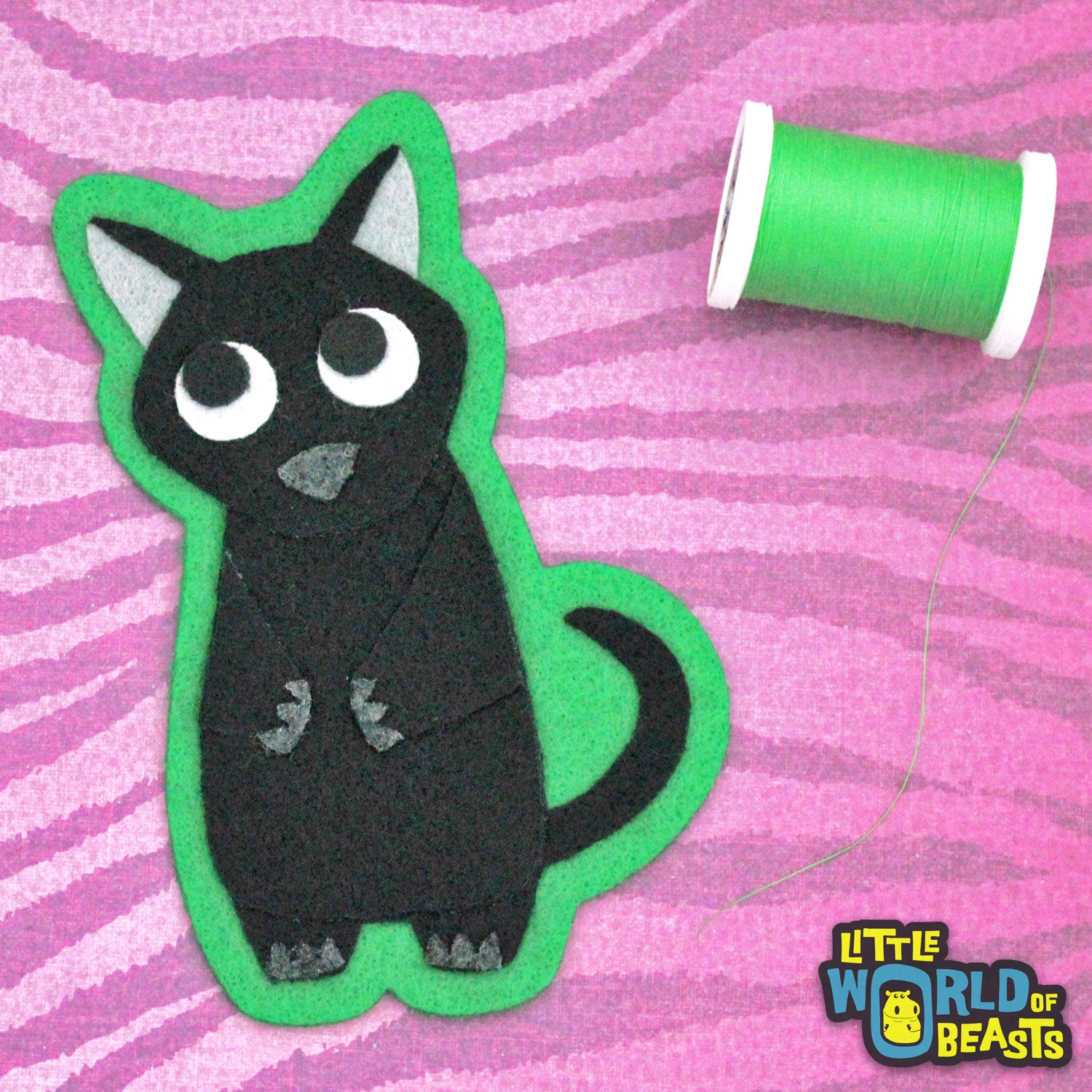 Tas the Black Cat - Sew on or Iron on Patch - Little World of Beasts