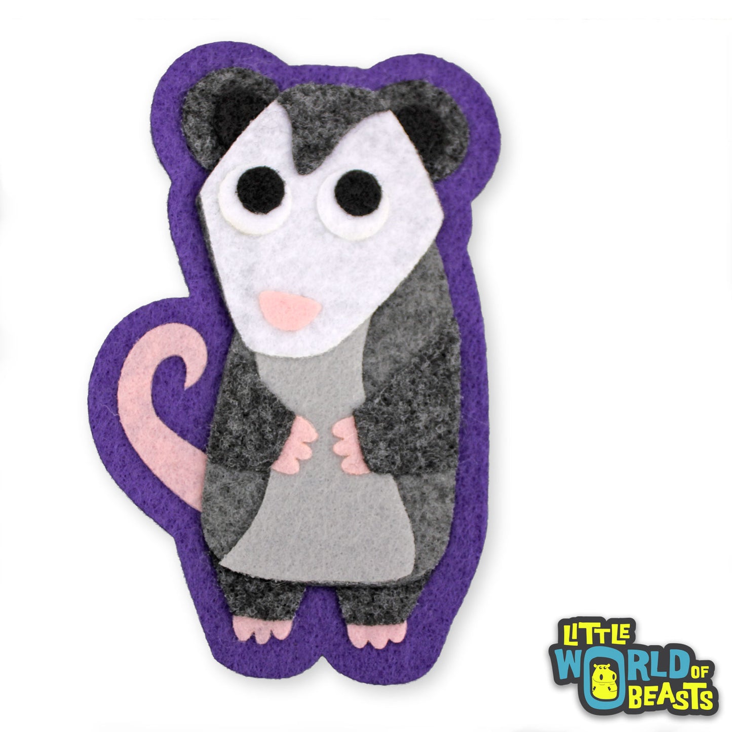 Quigley the Opossum - Felt Animal Patch - Sew On or Iron On