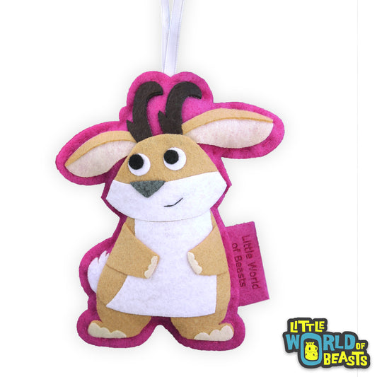 Jackalope - Felt Animal Ornament With Customizable Back