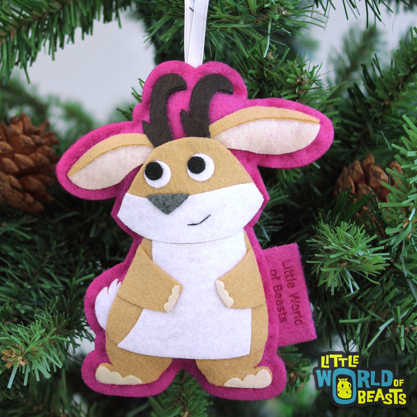 Jackalope - Felt Animal Ornament With Customizable Back