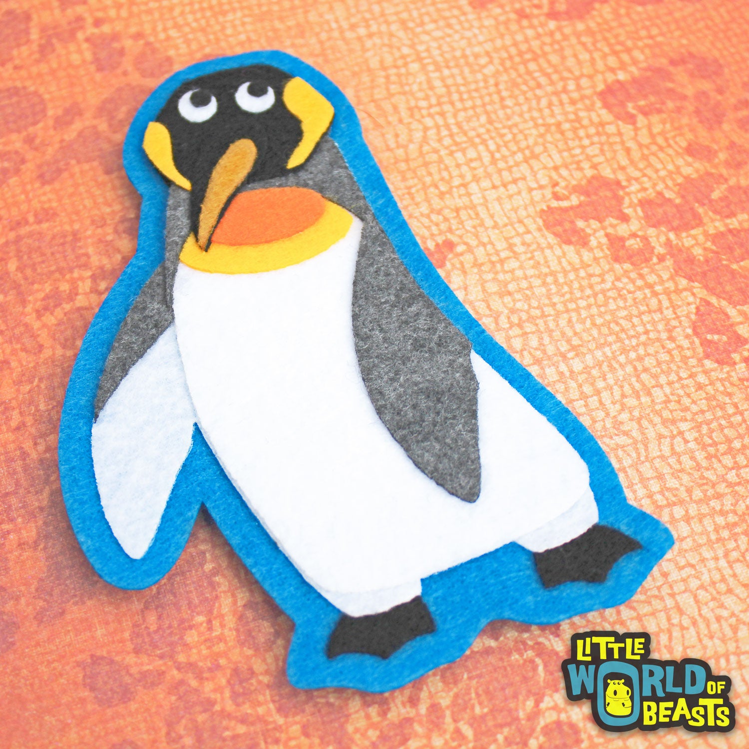 Bowtie the King Penguin - Iron On or Sew On Felt Animal Patch - Little World of Beasts