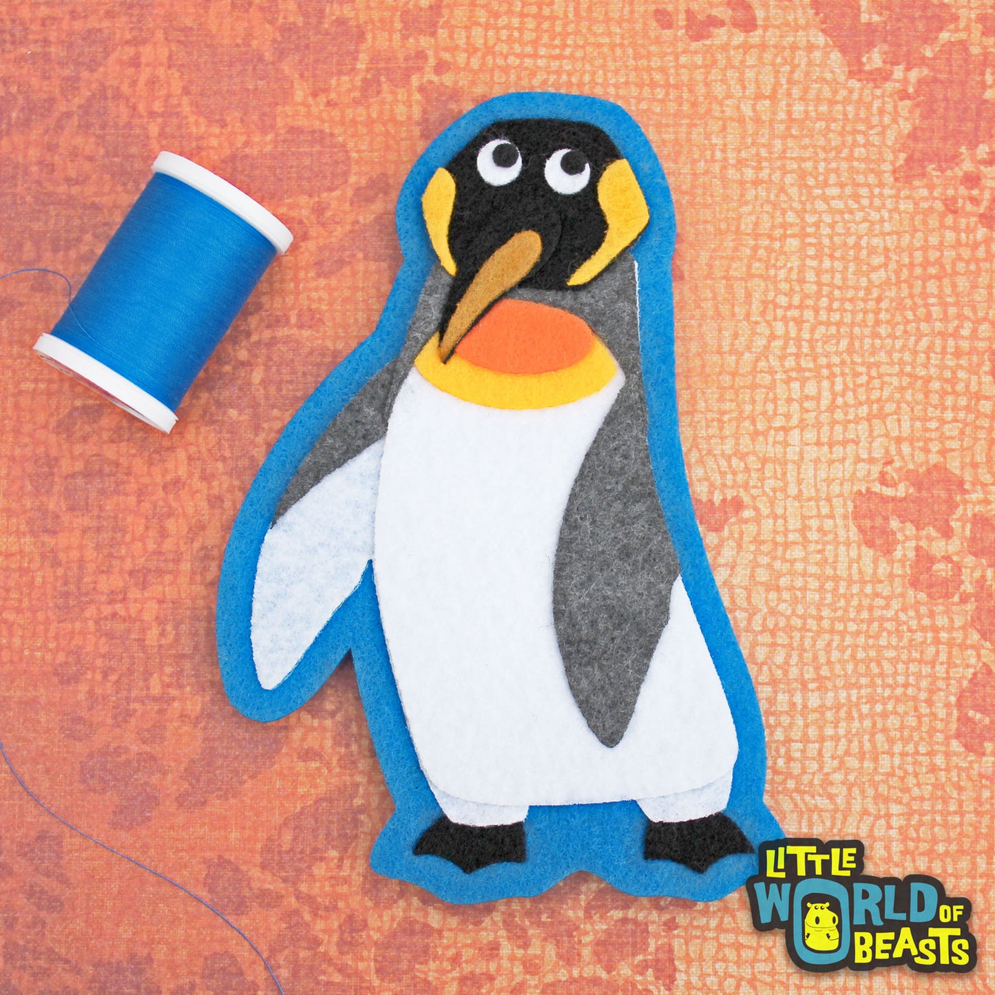 Bowtie the King Penguin - Iron On or Sew On Felt Animal Patch - Little World of Beasts