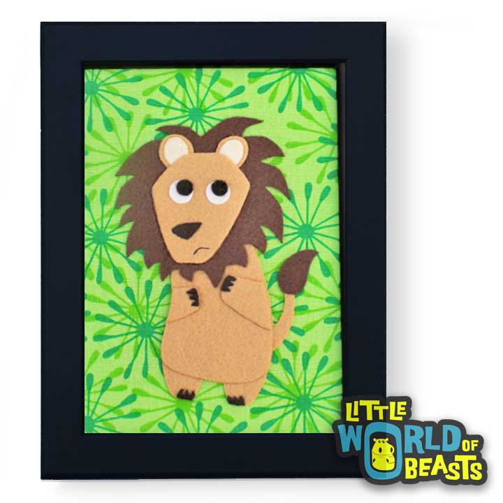 Oscar the Lion - Felt Animal Nursery Art - Little World of Beasts