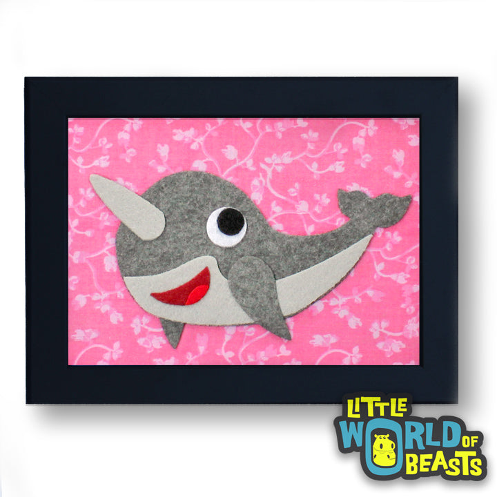 Vinnie the Narwhal - Framed Kids Room Decor -Little World of Beasts